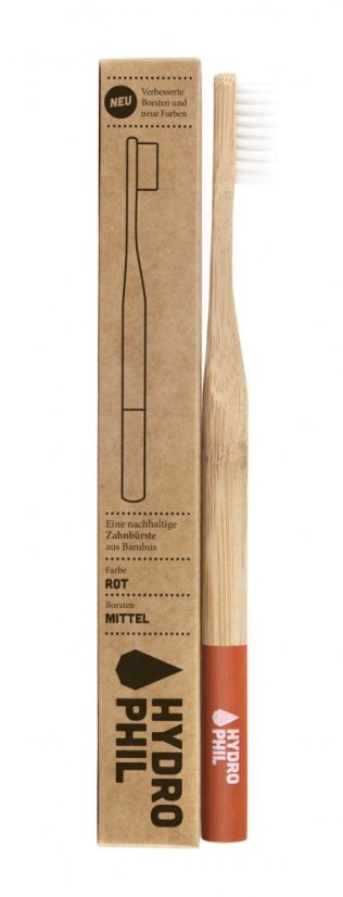 Bambusová zubná kefka Medium červená