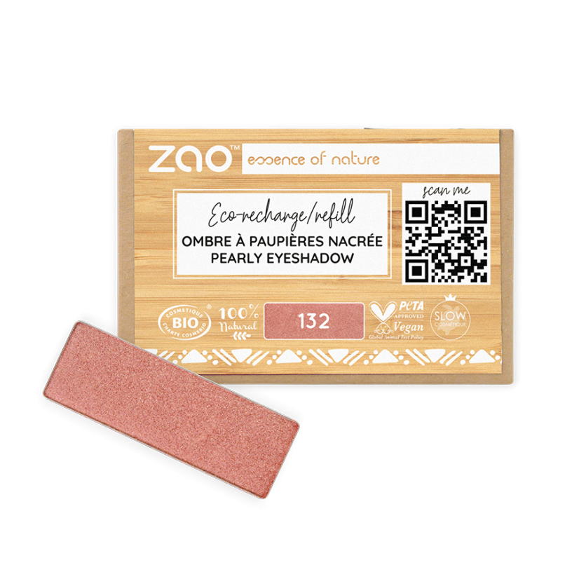Obdĺžnikový perleťový očný tieň 132 Peach pink - náplň